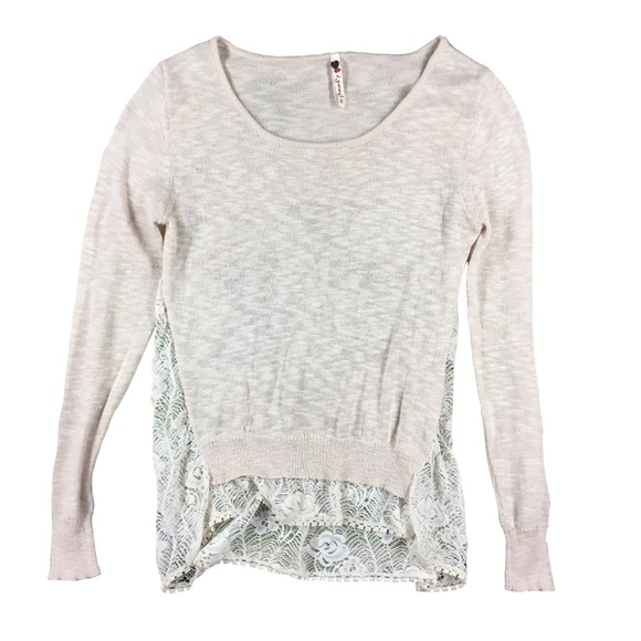 Poof! Sweaters - Poof! Front knit Rose Lace Back Sweater